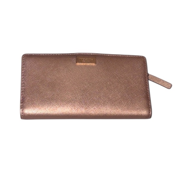 Kate Spade Salmon Pink Gold Wallet Luxurious Minimalist Design - Picture 1 of 16